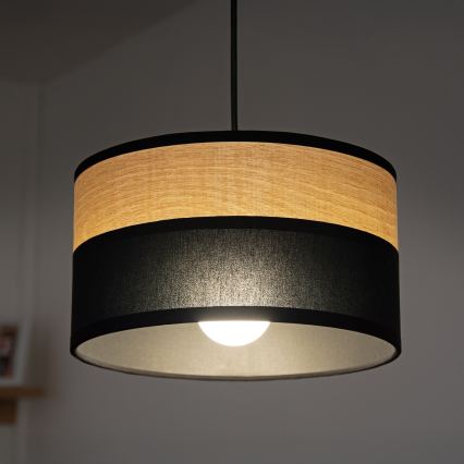 Lampadario a sospensione con cavo ALBA 1xE27/15W/230V Ø 20 cm nero/marrone