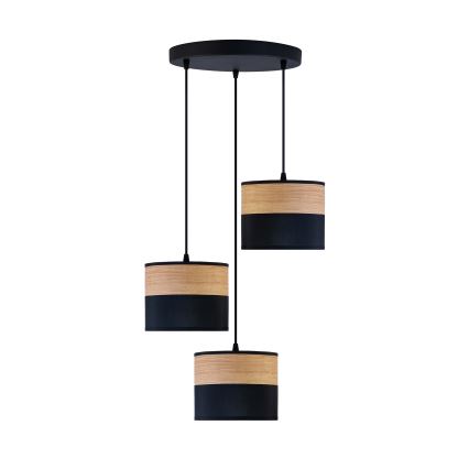 Lampadario a sospensione con cavo ALBA 3xE27/15W/230V diam. 40 cm nero/marrone