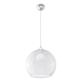 Lampadario a sospensione con cavo BALL 1xE27/15W/230V Ø 30 cm trasparente