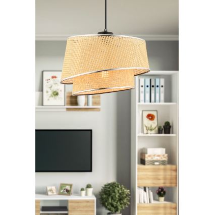Lampadario a sospensione con cavo BARETTE 1xE27/60W/230V beige/cromo lucido
