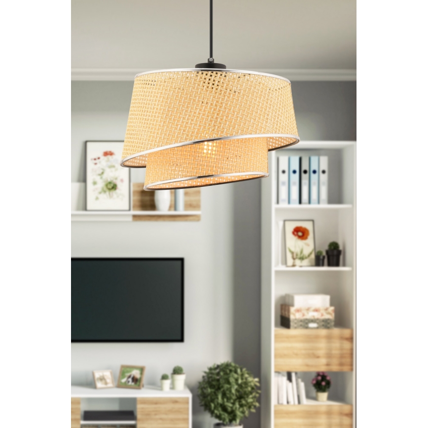 Lampadario a sospensione con cavo BARETTE 1xE27/60W/230V beige/cromo lucido