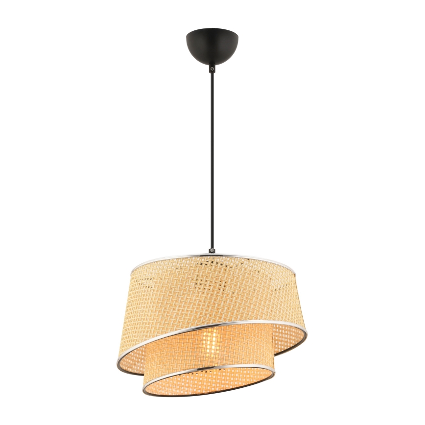 Lampadario a sospensione con cavo BARETTE 1xE27/60W/230V beige/cromo lucido
