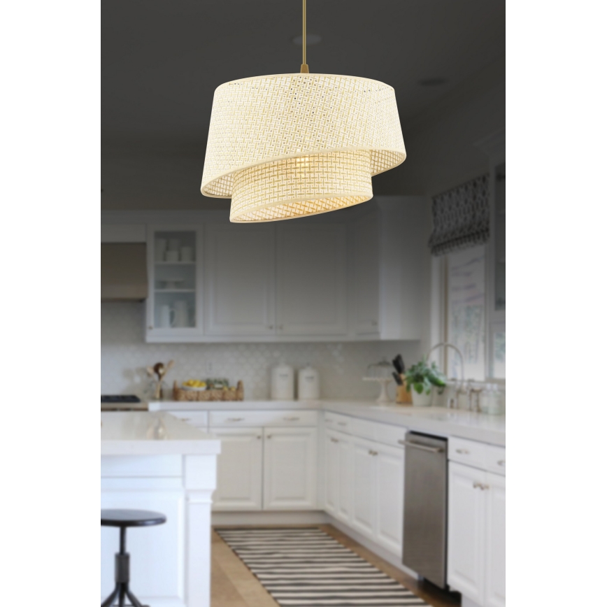 Lampadario a sospensione con cavo BARETTE 1xE27/60W/230V crema