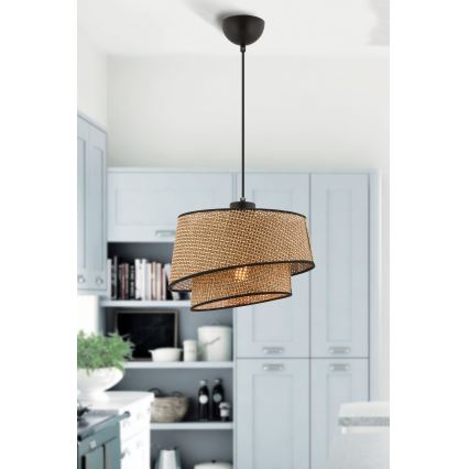 Lampadario a sospensione con cavo BARETTE 1xE27/60W/230V marrone/nero