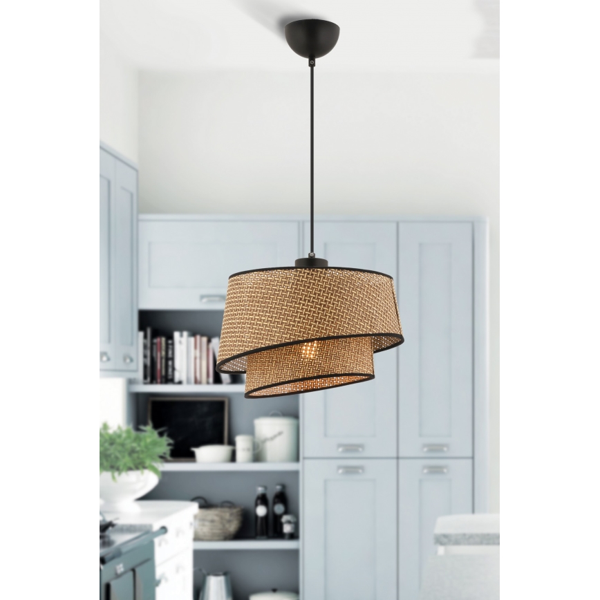 Lampadario a sospensione con cavo BARETTE 1xE27/60W/230V marrone/nero