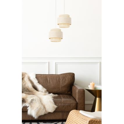 Lampadario a sospensione con cavo BOHO 2xE27/60W/230V crema/iuta