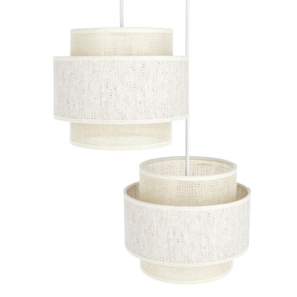 Lampadario a sospensione con cavo BOHO 2xE27/60W/230V crema/iuta