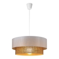 Lampadario a sospensione con cavo BORHO 1xE27/60W/230V Ø 40 cm bianco/iuta