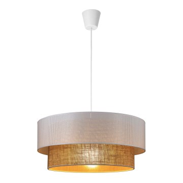 Lampadario a sospensione con cavo BORHO 1xE27/60W/230V Ø 40 cm bianco/iuta