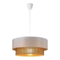 Lampadario a sospensione con cavo BORHO 1xE27/60W/230V Ø 50 cm bianco/iuta