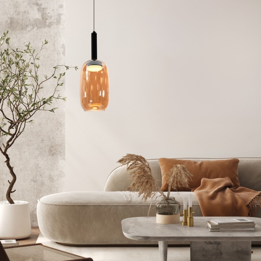Lampadario a sospensione con cavo BUENO 1xGX53/9W/230V Ø 15 cm marrone fumé