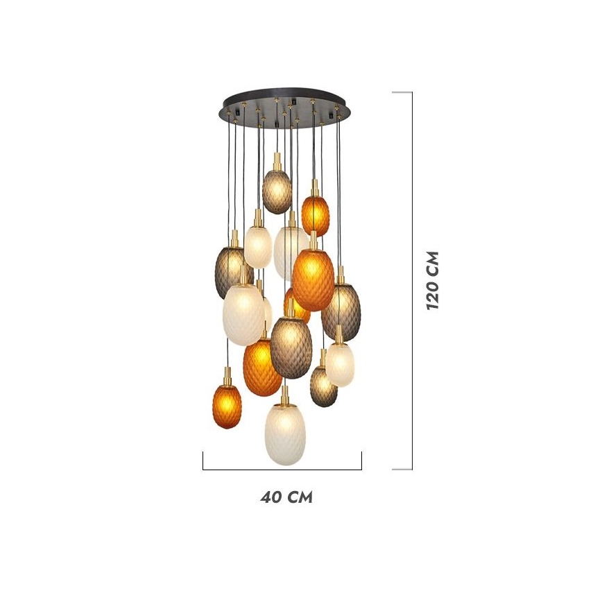 Lampadario a sospensione con cavo CACTUS 16xG9/5W/230V rame/grigio/bianco