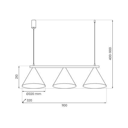 Lampadario a sospensione con cavo CAPITAL 3xGX53/15W/230V, beige