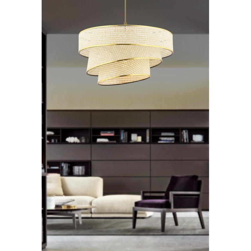 Lampadario a sospensione con cavo COUPER 1xE27/60W/230V crema/oro