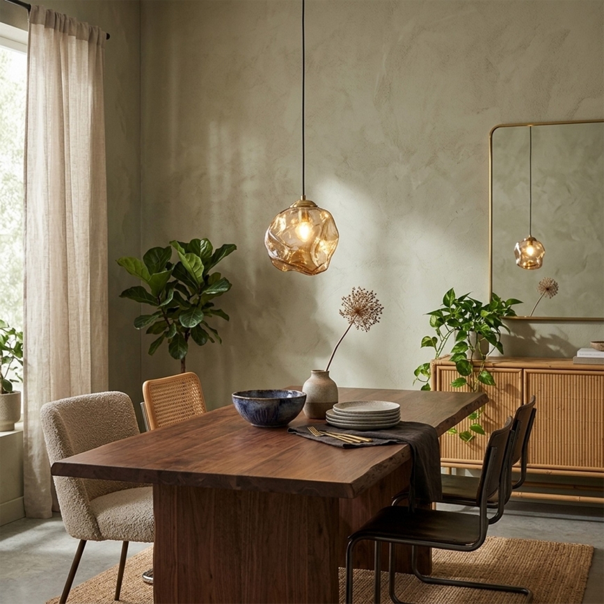 Lampadario a sospensione con cavo CRISTAL 1xE14/15W/230V ottone/beige fumé