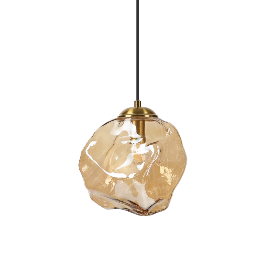 Lampadario a sospensione con cavo CRISTAL 1xE14/15W/230V ottone/beige fumé
