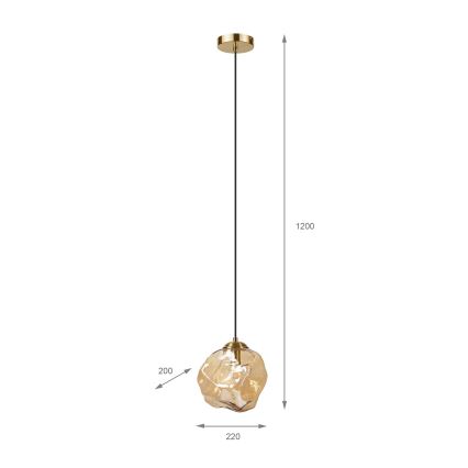 Lampadario a sospensione con cavo CRISTAL 1xE14/15W/230V ottone/beige fumé