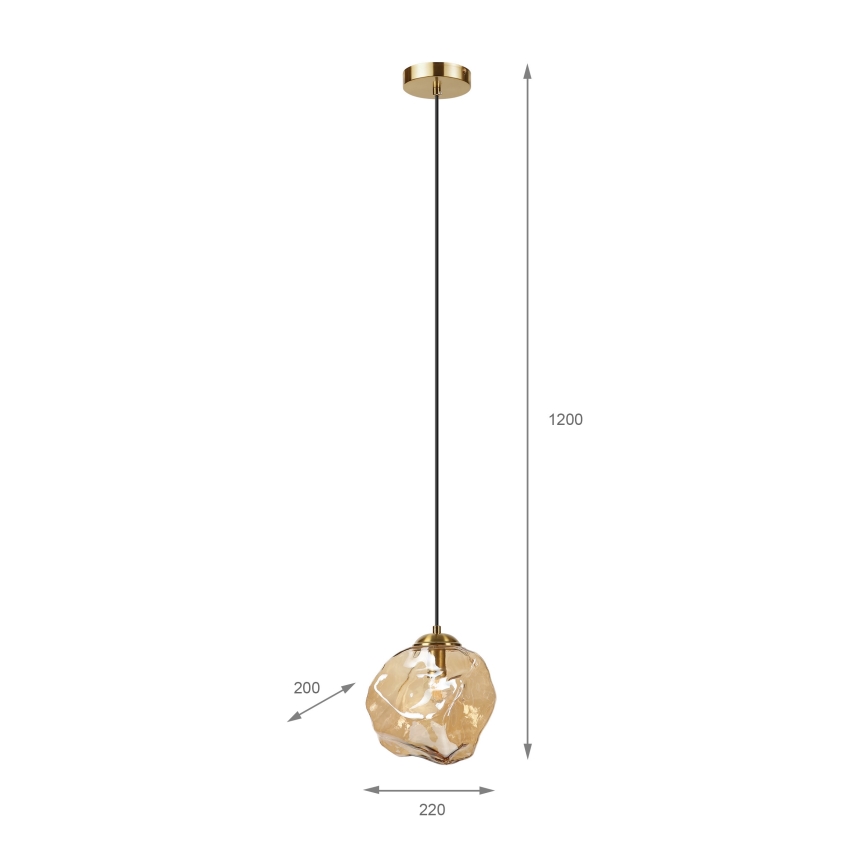 Lampadario a sospensione con cavo CRISTAL 1xE14/15W/230V ottone/beige fumé