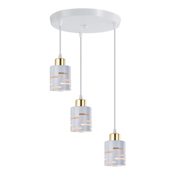 Lampadario a sospensione con cavo ELEN 3xE27/35W/230V Ø 29 cm bianco/oro