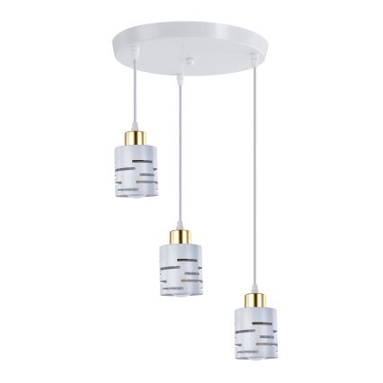 Lampadario a sospensione con cavo ELEN 3xE27/35W/230V Ø 29 cm bianco/oro