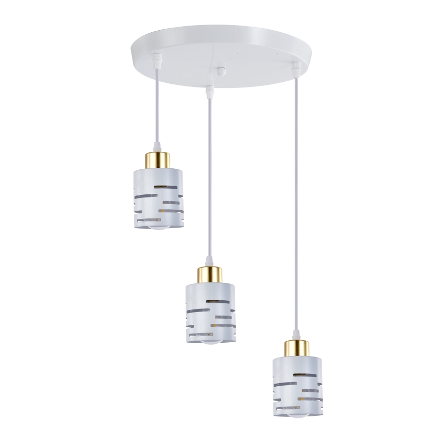 Lampadario a sospensione con cavo ELEN 3xE27/35W/230V Ø 29 cm bianco/oro