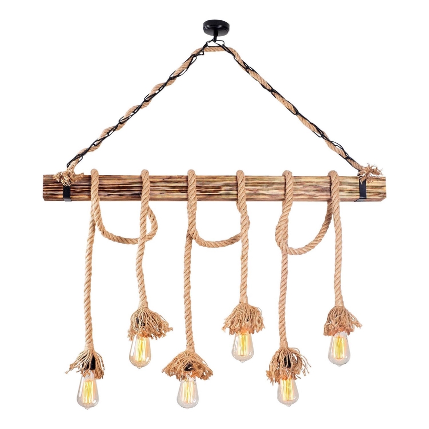 Lampadario a sospensione con cavo EREBOS 6xE27/40W/230V marrone