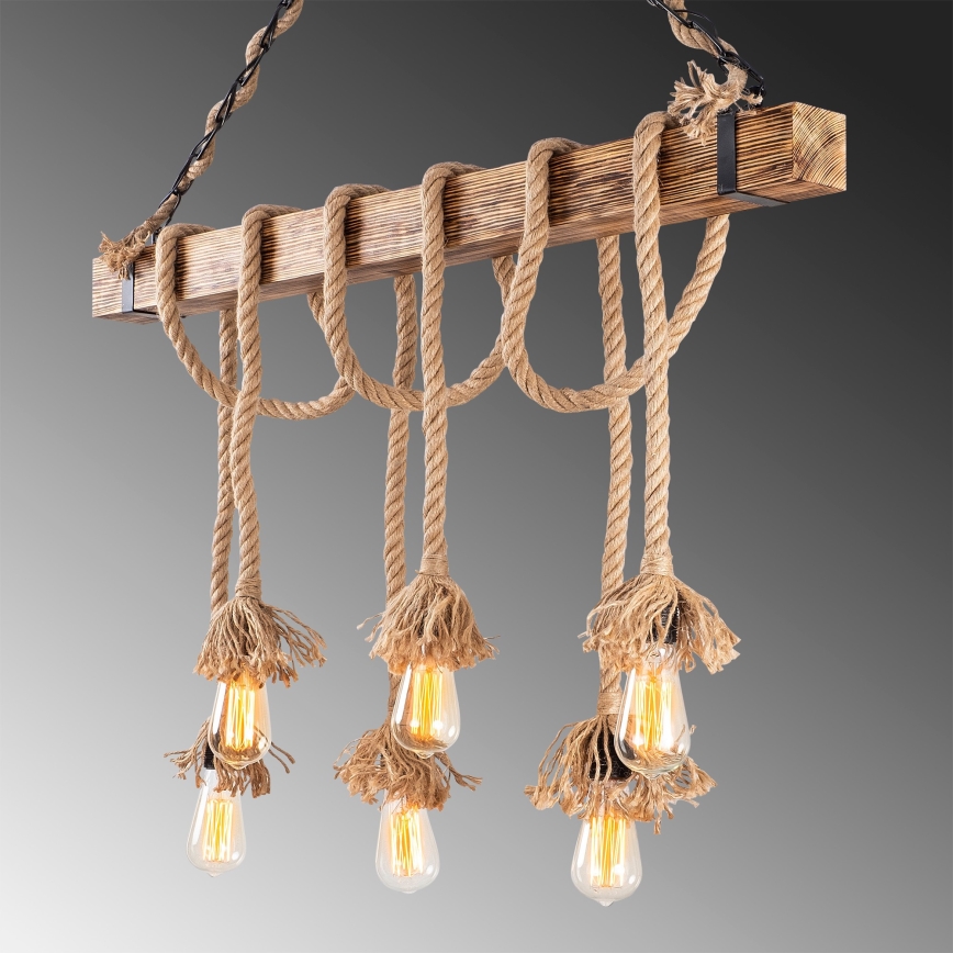 Lampadario a sospensione con cavo EREBOS 6xE27/40W/230V marrone