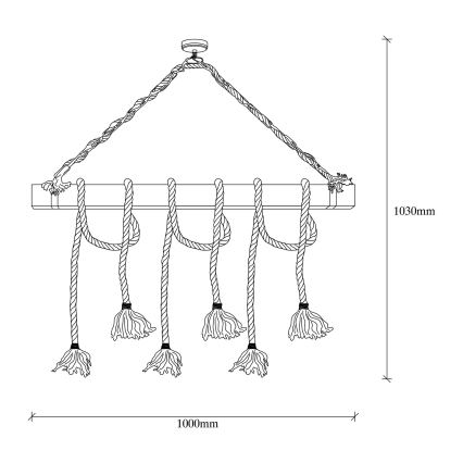 Lampadario a sospensione con cavo EREBOS 6xE27/40W/230V marrone