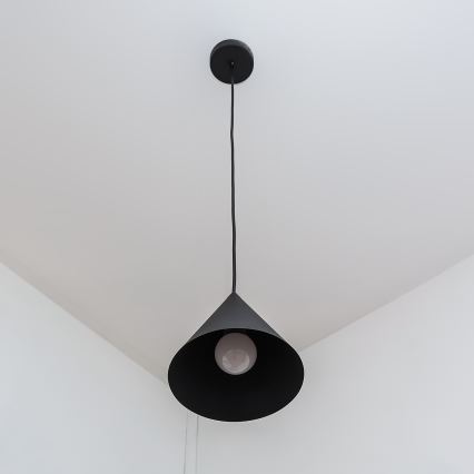 Lampadario a sospensione con cavo ETNA II 1xE27/15W/230V Ø 18,5 cm nero