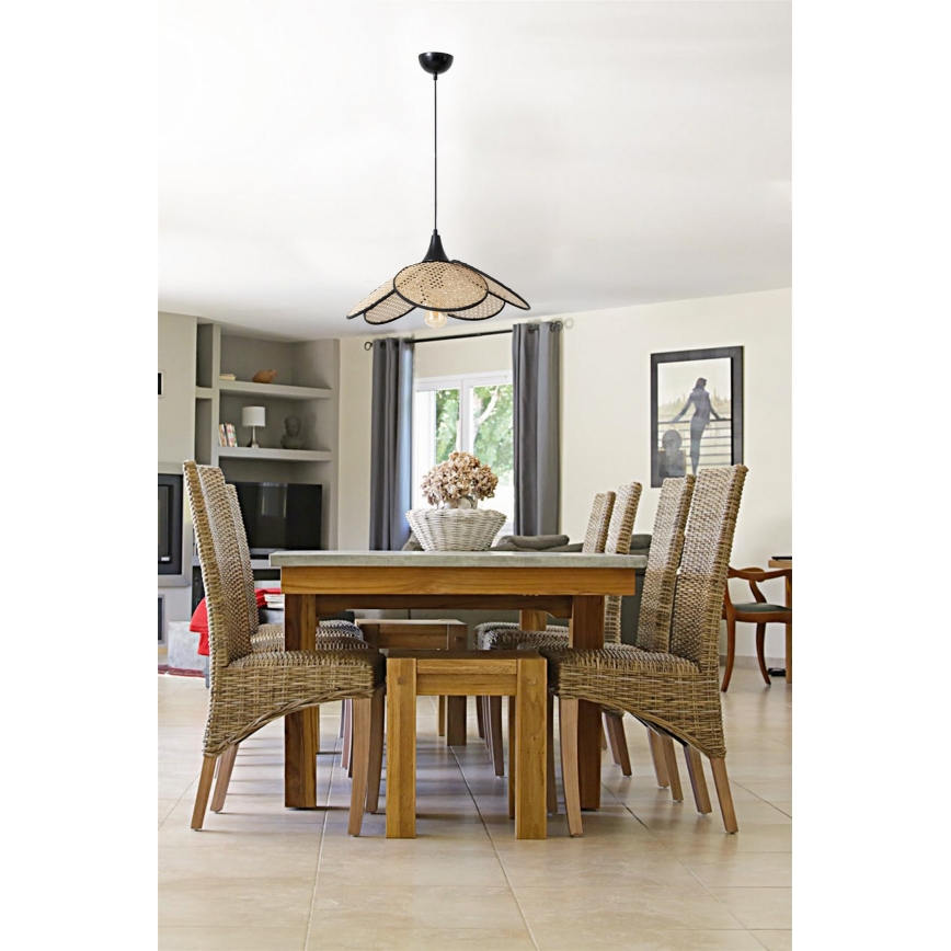 Lampadario a sospensione con cavo FUME 1xE27/40W/230V, diam. 45 cm, nero/beige