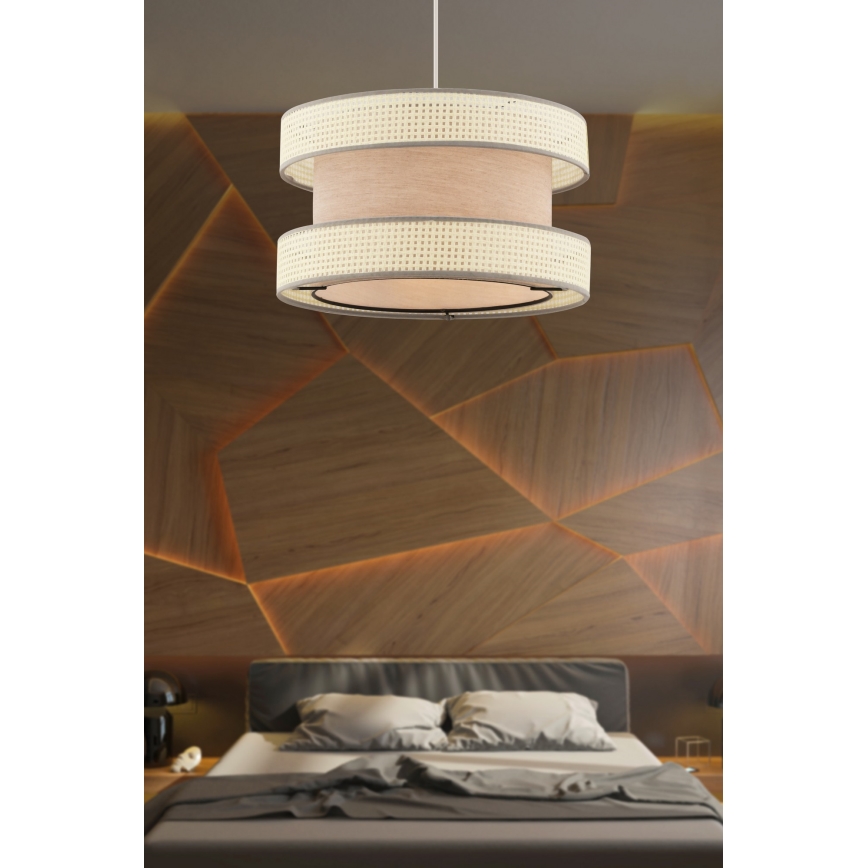 Lampadario a sospensione con cavo HALO 1xE27/60W/230V beige/crema