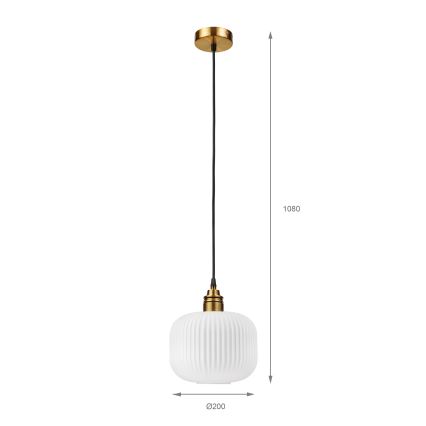 Lampadario a sospensione con cavo HECTOR 1xE27/15W/230V, bianco/ottone, Ø 20 cm