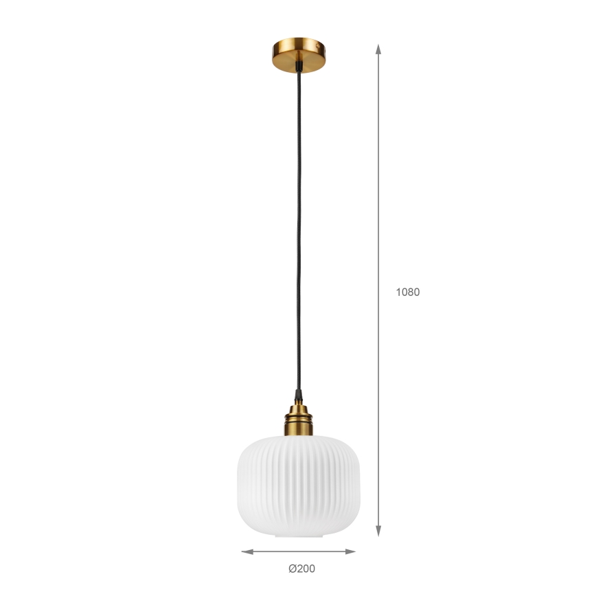 Lampadario a sospensione con cavo HECTOR 1xE27/15W/230V, bianco/ottone, Ø 20 cm