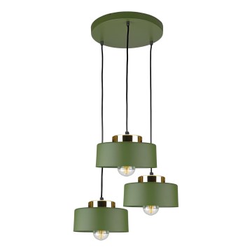 Lampadario a sospensione con cavo IGNIA 3xE27/60W/230V, verde