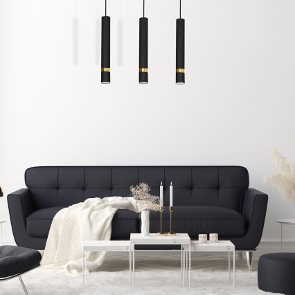 Lampadario a sospensione con cavo JOKER 3xGU10/25W/230V nero/oro