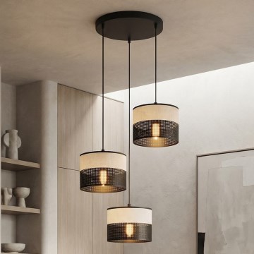 Lampadario a sospensione con cavo KARBON 3xE27/15W/230V nero/grigio