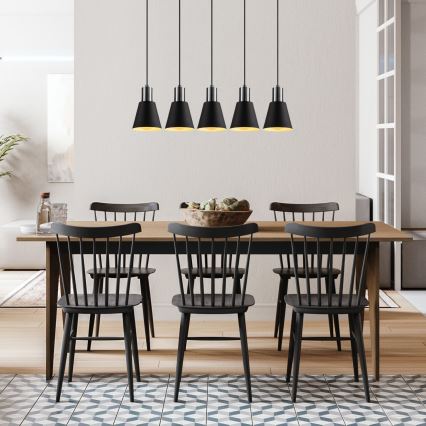 Lampadario a sospensione con cavo KEM 5xE27/40W/230V nero