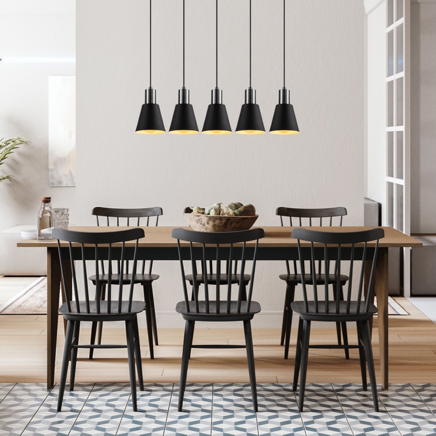 Lampadario a sospensione con cavo KEM 5xE27/40W/230V nero