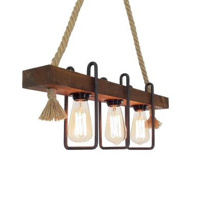 Lampadario a sospensione con cavo KUTUK 3xE27/40W/230V in pino