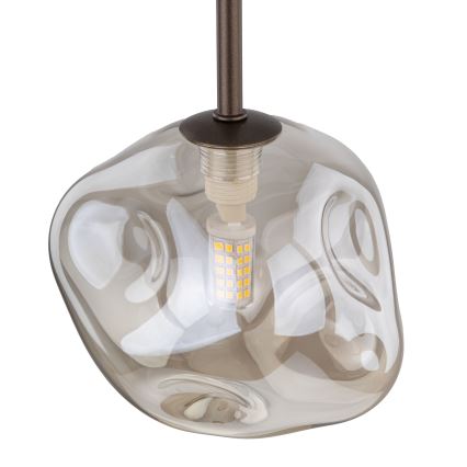 Lampadario a sospensione con cavo LAVA 1xG9/8W/230V bronzo/beige fumé