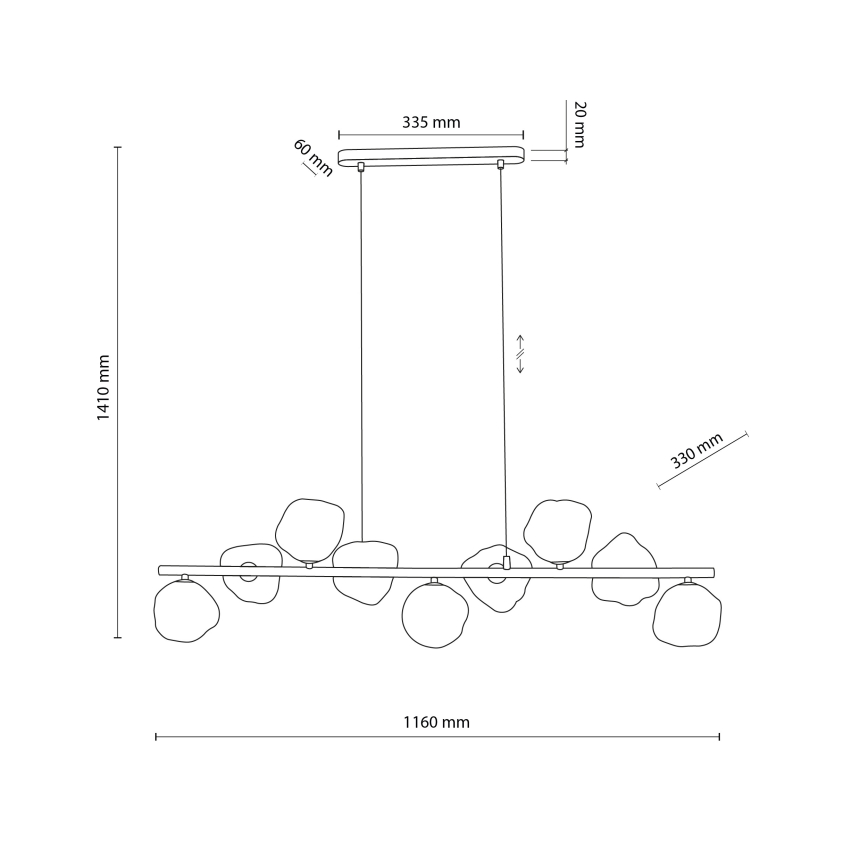 Lampadario a sospensione con cavo LAVA 9xG9/8W/230V beige/beige fumé