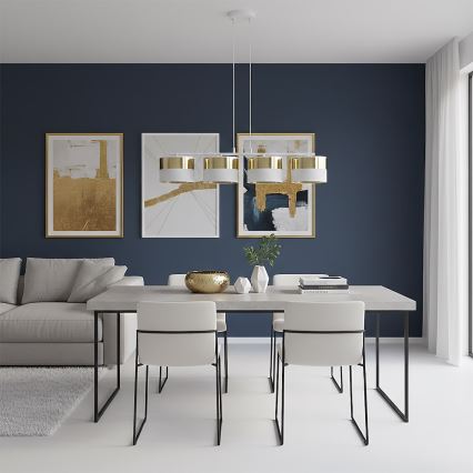 Lampadario a sospensione con cavo LUX 4xE27/15W/230V bianco/oro