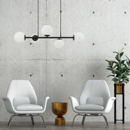 Lampadario a sospensione con cavo MADDIE 5xE14/5W/230V, nero