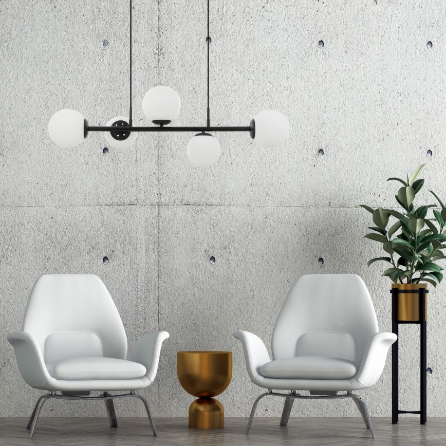 Lampadario a sospensione con cavo MADDIE 5xE14/5W/230V, nero