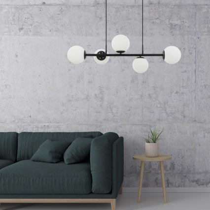 Lampadario a sospensione con cavo MADDIE 5xE14/5W/230V, nero