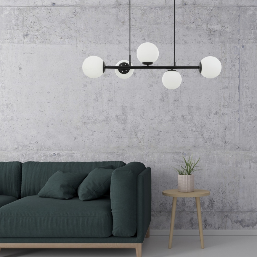 Lampadario a sospensione con cavo MADDIE 5xE14/5W/230V, nero