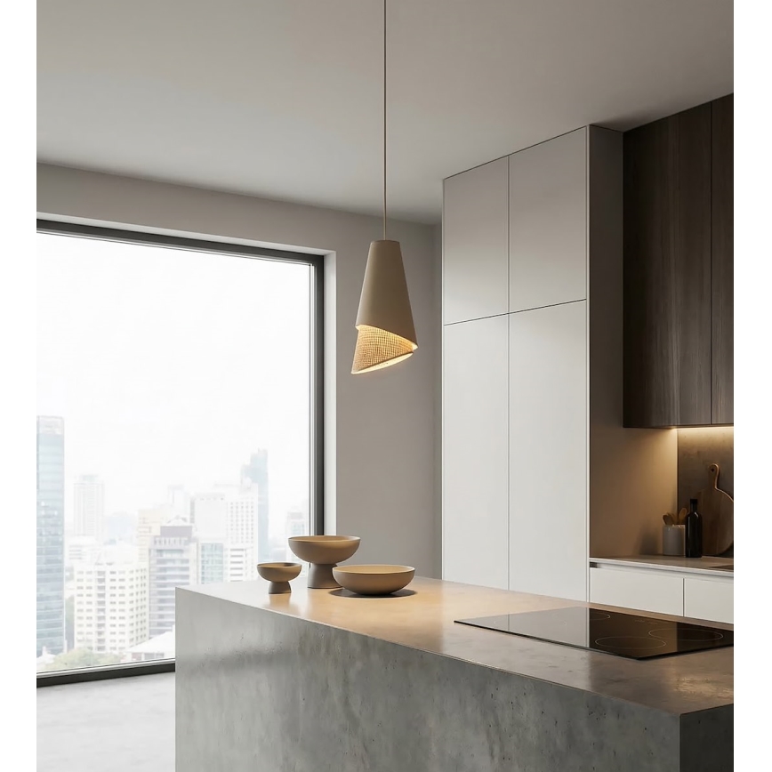 Lampadario a sospensione con cavo MODA 1xE27/15W/230V beige/rattan
