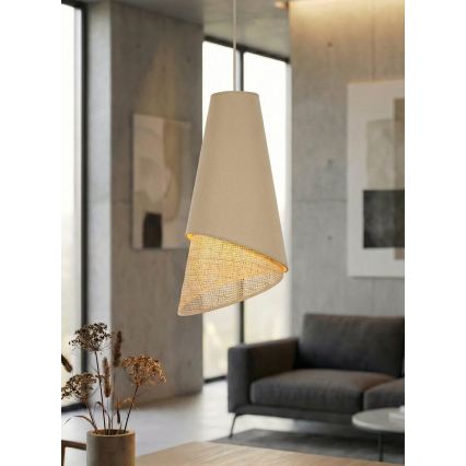 Lampadario a sospensione con cavo MODA 3xE27/15W/230V beige/rattan