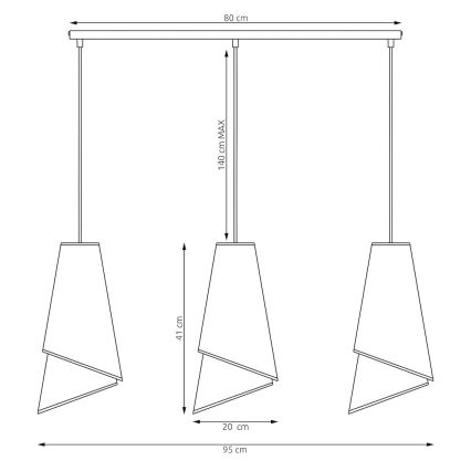 Lampadario a sospensione con cavo MODA 3xE27/15W/230V beige/rattan