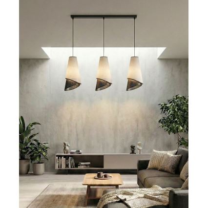 Lampadario a sospensione con cavo MODA 3xE27/15W/230V grigio/nero